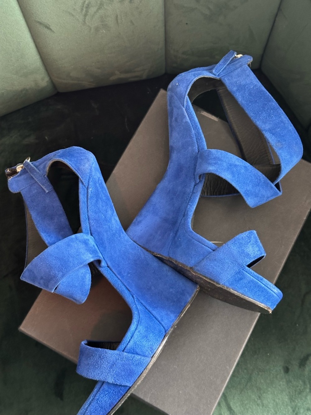 Giuseppe Zanotti Cobalt Blue Suede Platform Sandals - Picture 4 of 13